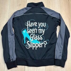 Disney 2015 Glass Slipper Challenge runDisney Track Jacket Black Grey Womens M